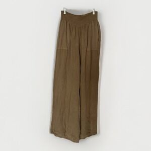 Michael Stars Sonia Gauze Wide Leg Pants Womens 1X Tan Beige Patch Pocket Beach